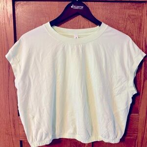 Cap sleeve cropped light mint top